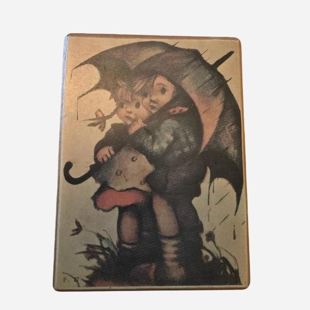 Vintage Working music box with cute‎ photo on front